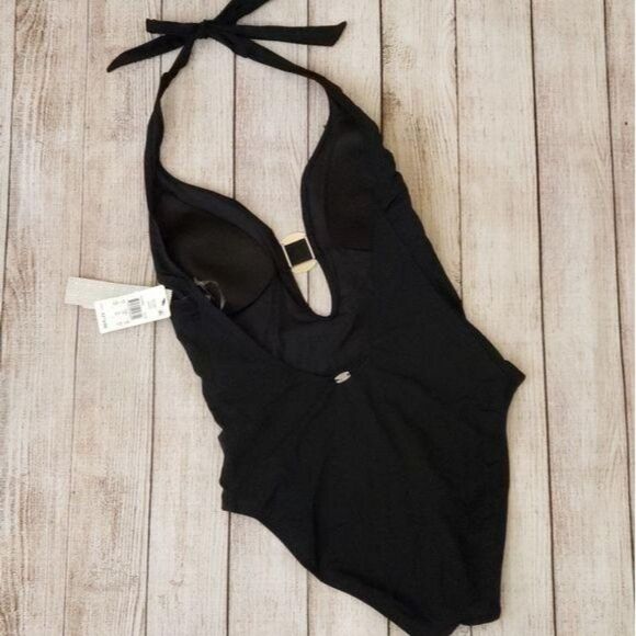 NWT Amoressa Laura Mars Bianca Plunging V-Neck Halter One-Piece Swimsuit - Picture 8 of 14